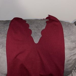 🌻Burgundy Sleeveless Scalloped Neck Bodysuit 🦋 Shein 🛍 Medium NWOT